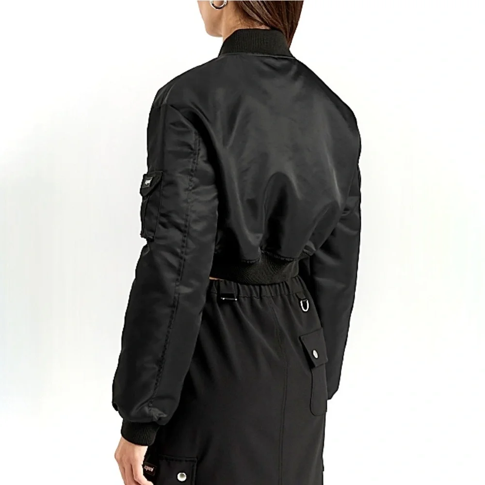 Coperni Cut-Out Cropped Shell Bomber Jacket Black New with Tags US 4 - Picture 7 of 15